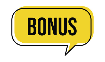A bright yellow speech bubble displays the word bonus in bold lettering