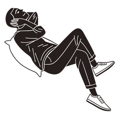 Person reclining on pillow with hands behind head resting