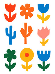 Handrawn abstract floral and graphic element collections