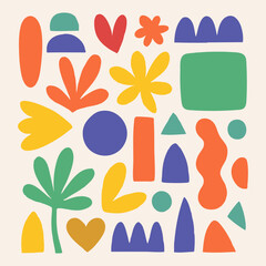 Hand drawn flat abstract shapes collections