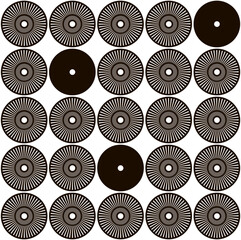 sunburst retro cirlces in black and white seamless pattern, geometric round shapes mid mod vector illustration repeat design print