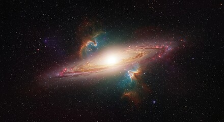 Obraz premium Vibrant galaxy spiral in deep space with stars and cosmic structures