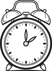 Classic Alarm Clock Line Art Illustration for Coloring Books and Design Elements