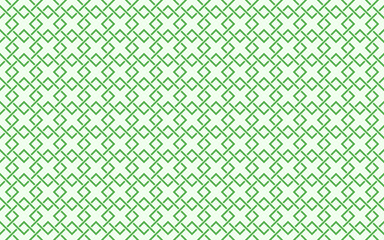 A seamless geometric pattern with interlocking green diamond and cross shapes arranged in a diagonal grid on a light green background. 