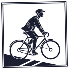 Naklejka premium Silhouette of a person riding a bicycle on a white background 2