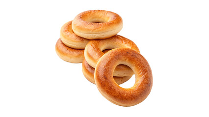 Freshly baked bagels stacked with a golden brown color and a perfect doughy texture on a transparent background