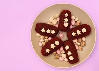 heart shaped cookies on white background