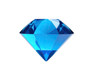 A rendered, dazzling, blue-toned gemstone isolated against a stark black background