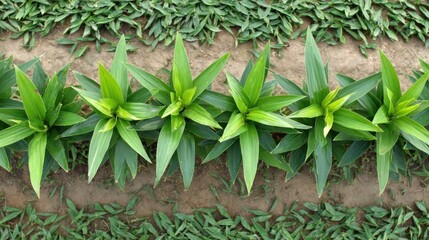 Obraz premium Rows of young green plants