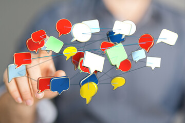 Conceptual image representing digital communication, social media, and the flow of information....