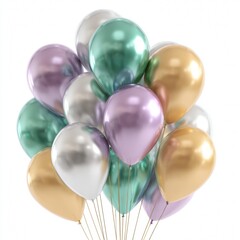 A cluster of colorful balloons floating upwards in a celebration of joy 