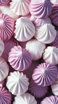 A pile of white and pink marshs on top of each other marshs