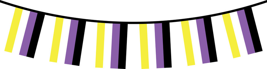 Nonbinary flag triangle party buntings. LGBTQI concept. Flat design illustration.	