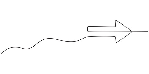 Obraz premium Arrow pointing right, line continuous drawing vector. One line Arrow pointing right, abstract line art illustration, arrow pointing, minimalist pro vector concept.