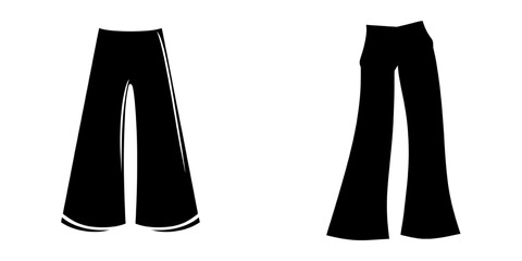 The fashion sketch features baggy bottoms in a flat design, showcasing wide trousers in a technical drawing