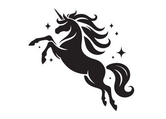 unicorn horses logo silhouette vector, silhouette head unicorn silhouette vector illustration, unicorn silhouette vector, magic unicorn horses logo silhouettes vector on a white background