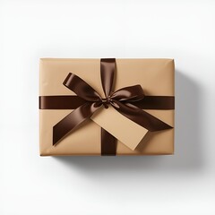 Modern Luxury Gift Packaging with Brown Silk Ribbon and Soft Natural Light