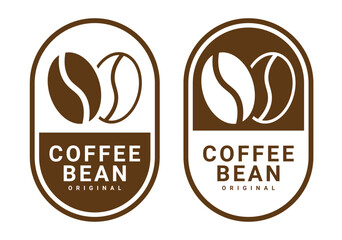Coffee shop logo. Retro badge coffee bean and leaf branch with mountain natural icon line stamp logo vector design in vintage hipster modern style, premium coffee shop bar brand symbol icon.