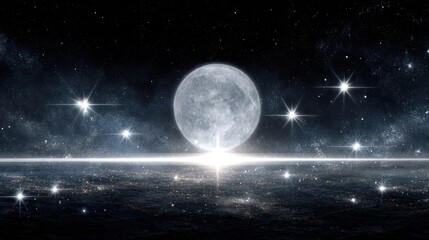 Obraz premium Cosmic moonlit landscape