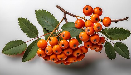 A Cluster Of Ripe Orange Rowan Berries On A Branch Isolated On A Transparent Background Background Removed
