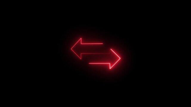 Red Glowing Arrow to Left and Right Line Icon Animation. This icon typically represents concepts like transfer, exchange, data exchange, or bidirectional movement. 