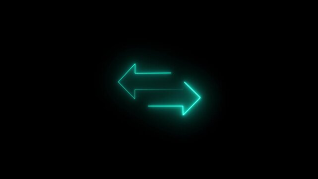 Glowing Neon Light Arrow to Left and Right Line Icon Animation. This icon typically represents concepts like transfer, exchange, data exchange, or bidirectional movement. 