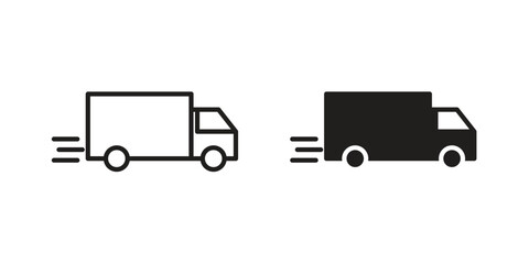 Moving truck icon. flat and stroke style Collection. simple symbol