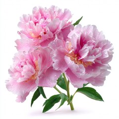 A delicate arrangement of pink peony flowers, blossoming with soft petals, creating a display of natural beauty