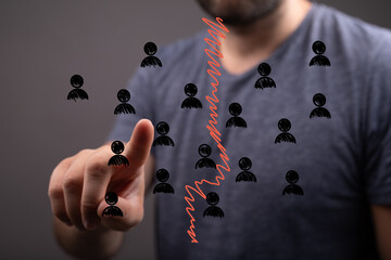 Stock photo depicting a downward trend in customer numbers, ideal for illustrating business...