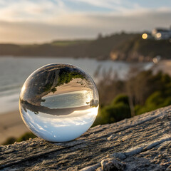 Crystal clear sphere a glass orb of polished perfection