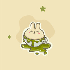 matcha tea bunny kawaii sticker