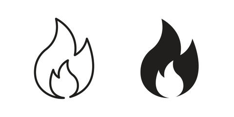 Flame icon. flat and stroke style Collection. simple symbol