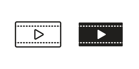 Film icon. flat and stroke style Collection. simple symbol