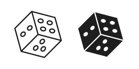 Dice icon. flat and stroke style Collection. simple symbol