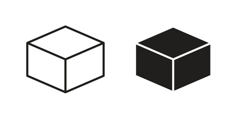 Cube icon. flat and stroke style Collection. simple symbol