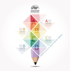 Abstract infographic Design Minimal style pencil  template / can be used for infographics / numbered banners / horizontal cutout lines / graphic or website layout vector