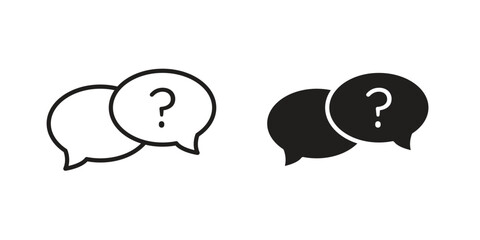 Comment question icon. flat and stroke style Collection. simple symbol