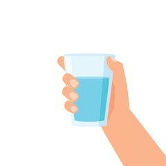 Hand holding glass of water, isolated on white background. Drink more water concept