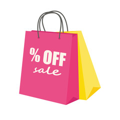 Paper sale bags, isolated on white background. Shopping concept. Sale