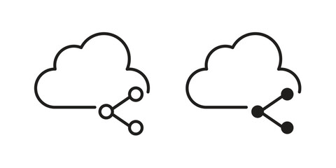 Cloud share icon. flat and stroke style Collection. simple symbol