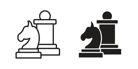Chess icon. flat and stroke style Collection. simple symbol