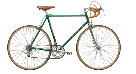 Vintage green Molot bicycle isolated on transparent background, classic road bike for cycling enthusiasts and collectors
