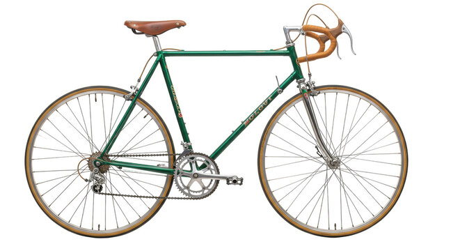 Vintage green Molot bicycle isolated on transparent background, classic road bike for cycling enthusiasts and collectors
