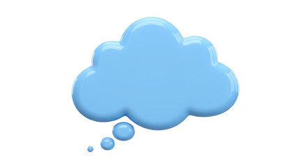 Light blue thought bubble PNG isolated on transparent background, 3D rendering for communication and design