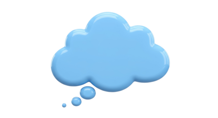 Light blue thought bubble PNG isolated on transparent background, 3D rendering for communication and design