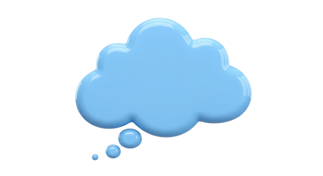 Light blue thought bubble PNG isolated on transparent background, 3D rendering for communication and design