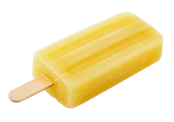Yellow popsicle isolated on transparent background, refreshing summer treat for hot weather and dessert lovers PNG