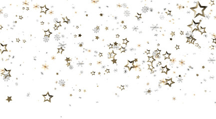 Sparkling gold stars and snowflakes on white. Perfect for holiday, celebration, and winter designs.