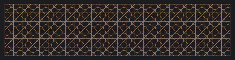 Seamless geometric line pattern in black and gold shades. Graphical illustration for a unique banners, wall decor, textiles and interior design.