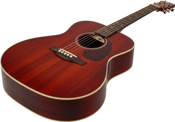 Obraz premium Acoustic guitar isolated on a clean background, six-stringed musical instrument for music production and performance